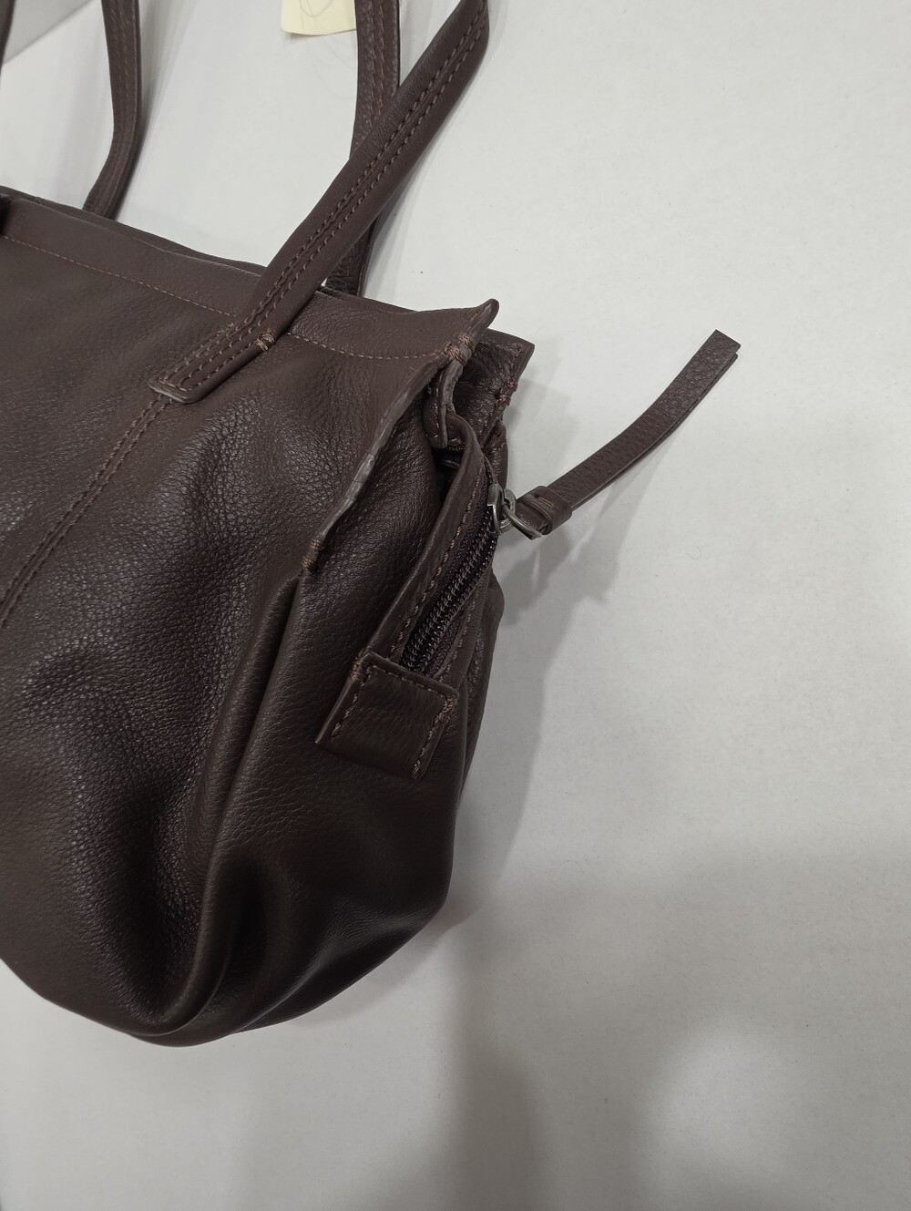 NWT J. Jill Dark Brown Pebble Leather Tote Shoulder Bag Satchel Top Zip - Picture 4 of 16